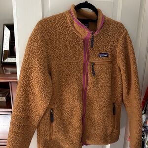 Patagonia Brown Fleece Jacket with Purple Accents